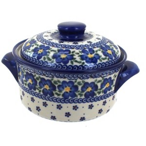 Blue Rose Polish Pottery 215 Vena Round Baker with Lid - 1 of 1