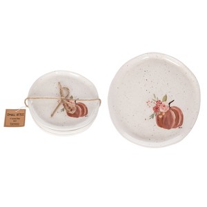 Transpac Ceramic Pumpkin Appetizer Plates Set of 4 Fall Harvest Dining Plates Multicolor Indoor Decor Gift Hostess Safe - 1 of 1