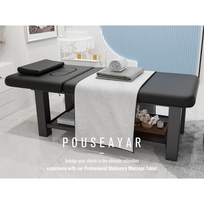 Dolonm 75" Beauty Salon Beauty Bed Modern Massage Bed,4"x4" Square Leg Iron Frame Structure , Adjustable Backrest ,Black