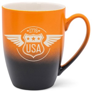 100 North United States of America 10 Ounce Orange and Black Two Toned Ombre, Comfortably Fits Your Hands, Ceramic Tea Coffee Cup Mug, USA 1776 - 1 of 1