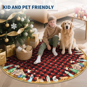 Christmas Area Rug, Christmas Plaid Print Throw Carpet with Non Slip Backing, Low Pile Stain Resistant Floor Carpet for Living Room, Bedroom - 1 of 4