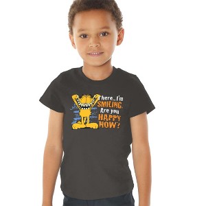 Toddler Boys' Garfield Smiling T-Shirt Charcoal - 1 of 4