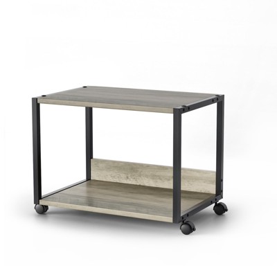 VINGLI 2 Tier Rolling Printer Stand with Storage, Desktop Printer Shelf for Home/Office Organizer, for Fax Machine Copier Scanner (Rustic Gray)