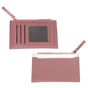 Unique Bargains PU Leather Zipper Design Credit Card Holder 2 Pcs - 1 of 4