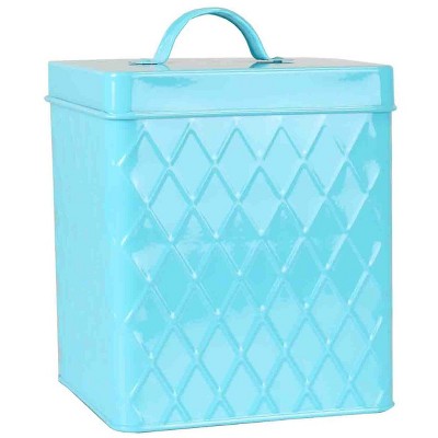 Home Basics Trellis Collection Small Tin Canister, Turquoise