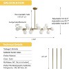 Ludomide Gold Dining Room Chandelier, Mid Century Modern, White Glass Globe Lampshade, Linear Pendant Lighting Fixture for Living Room, 16 Lights. - 3 of 4