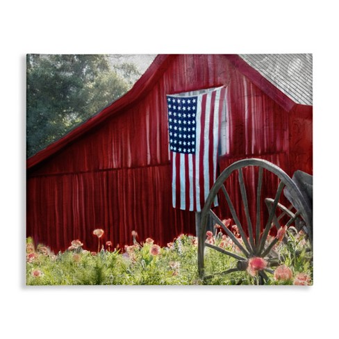 Stupell Industries Red Barn with American Flag, 20" x 16" - image 1 of 4