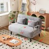 39″ Convertible Chair Bed, Tri-Fold Sofa Bed with Adjustable Backrest & Pillow with Sturdy Steel Frame for Home & Office, Light grey Dutch velvet - 3 of 4
