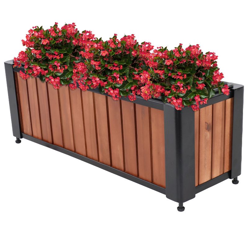 Sunnydaze Acacia Wood Slatted Planter Box with Removable Insert - 24" W x 8.25" D x 8.75" H, 5 of 7