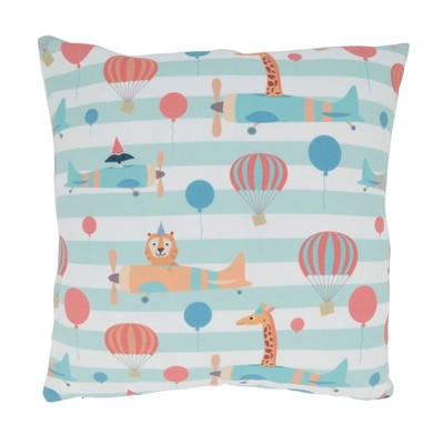 Saro Lifestyle Animals Flying Pillow - Poly Filled, 16" Square, Multi