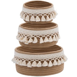 VECELO Woven Storage Basket Decorative Coiled Rope Basket Washable Woven Laundry Basket - 1 of 4