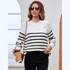 Whizmax Striped Long Sleeve Crew Neck Ribbed Knit Side Slit Oversized ...
