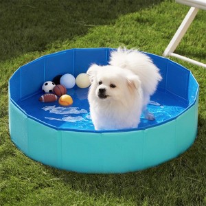 Joyfy 32/48/63" Foldable Dog Pet Pool, Portable Kiddie Pool, Anti-Slip Hard Plastic Bath Tub with Drain Suitable for Pets and Backyard Play with Kids - 1 of 4