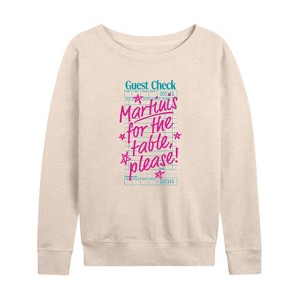 Women's - Instant Message - Martini Check Lightweight French Terry Wide Neck Long Sleeve Shirt - 1 of 4
