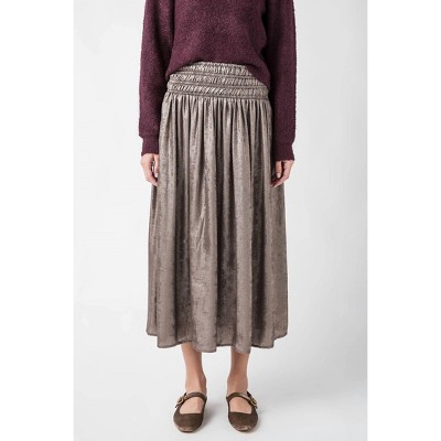 Women's Metallic Smocked Waist Skirt - MIOU MUSE