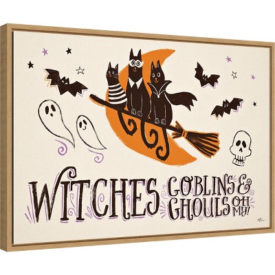 Spooktacular Halloween Canvas Print with Maple Frame