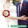Unique Bargains Wedding Groom Suit Ribbon Rose Flower Lapel Pin with Gold Leaf 1 Pc - 4 of 4