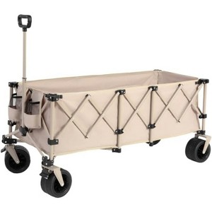 RISOKEYS Extra Long 300L Collapsible Wagon Cart with All-Terrain Wheels,220LB Capacity - Heavy Duty Foldable Utility Cart for Camping,Beach - 1 of 4
