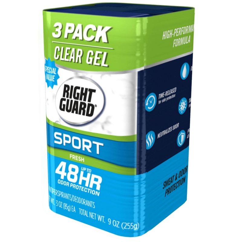 Right Guard Sport Antiperspirant &#38; Deodorant Gel 4-in-1 Protection Spray Deodorant For Men Blocks Sweat 48-Hour Odor Control Fresh - 3.0oz - 3pk, 4 of 6