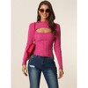 Seta T Women's Cut Out Front Cable Knit Long Sleeve Crop Pullover Sweater - 2 of 4