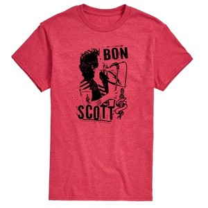 Men's AC/DC Portrait Zine Short Sleeve Graphic T-Shirt - Heather Red - Large - 1 of 4