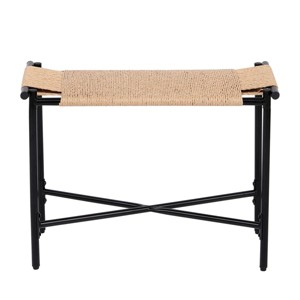 GlasFlength Ottomans and Benches Handwoven Paper Rope Ottoman with Metal Frame Simple Design for Modern Living Spaces, Beige, 24.41"*12.2"*4.13" - 1 of 4