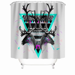 Moose Geometric Pattern Shower Curtains for Bathroom Waterproof Fabric Bath Curtain Durable Soft Stylish Bathroom Decor 72x72 Inch - 1 of 1