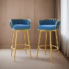 Swivel Counter Height Bar Stools Set of 2,31.5"Bar Height Stools with Hand-Woven Backrest & Gold Metal Legs - Leovsnove - 3 of 4