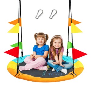 Costway 40'' Flying Saucer Tree Swing Indoor Outdoor Swing w/Hanging Strap Helicopter - 1 of 4