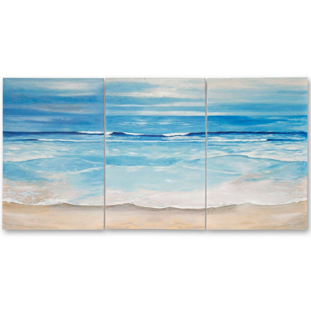 Photos - Wallpaper 20"x30" Set of 3 Coastal Landscape Canvas Wall Arts Blue - StyleCraft