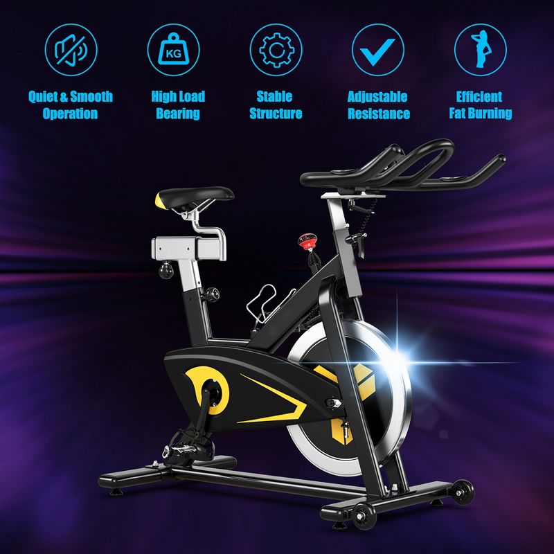 Costway Indoor Cycling Bike Magnetic Exercise Bike Stationary Belt Drive Gym Home Cardio, 4 of 11