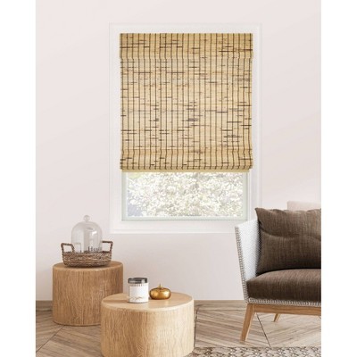32" x 64" Light Brown Bamboo Cordless Roman Shade