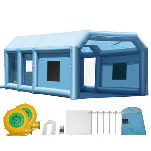 VEVOR Portable Inflatable Paint Booth, Dimensions 32.8 x 21 x 14.8 ft, Equipped with 1100W and 750W Powerful Blowers and Air Filtration System,Blue - 1 of 4