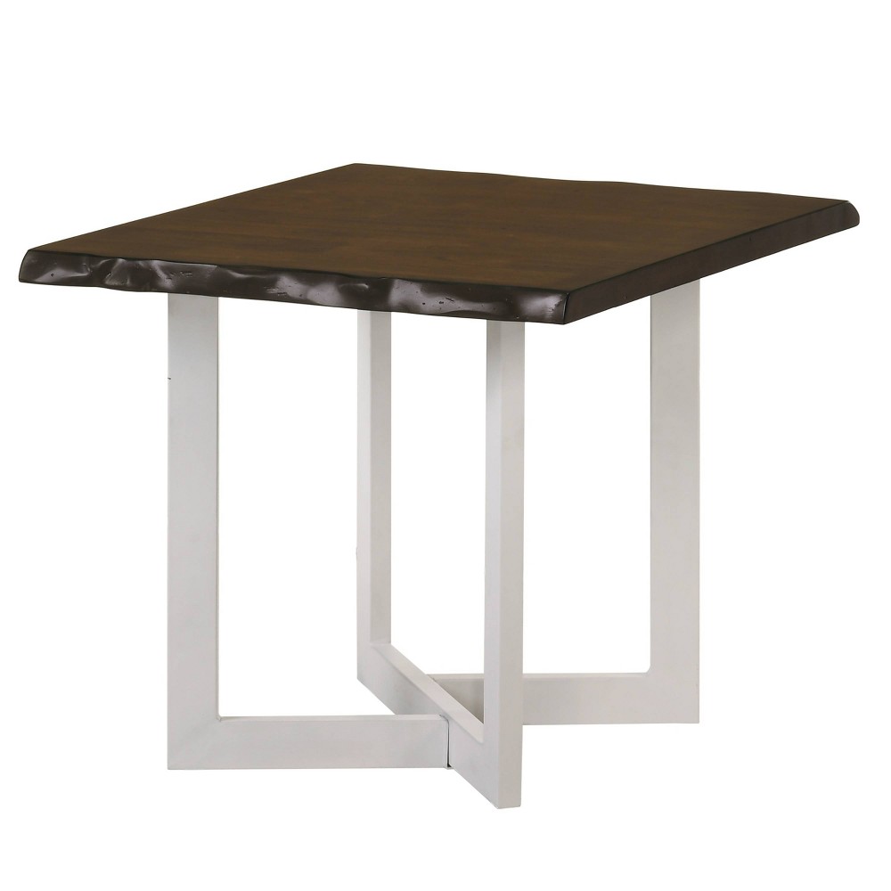 Photos - Coffee Table Grinta End Table with X Cross Base Oak/White - miBasics: Rectangular, Metal Frame, Rubberwood Top