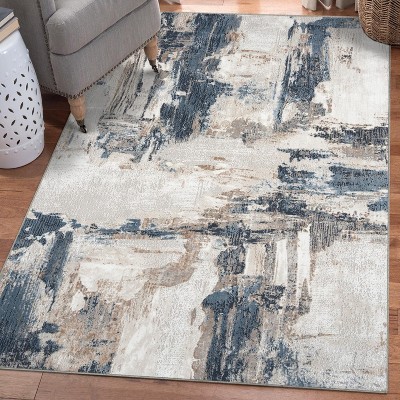 Luxe Weavers Blue Abstract 6' x 9' Stain-Resistant Area Rug