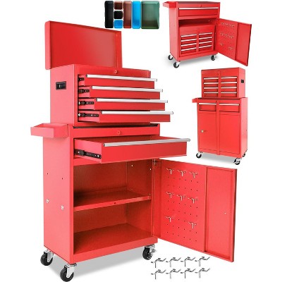 Rolling Tool Chest with 5 Drawers & Wheels, Portable Rolling Tool Box On Wheels, Tool Chest Organizer for Garage, Workshop, Home Crafts Use Red