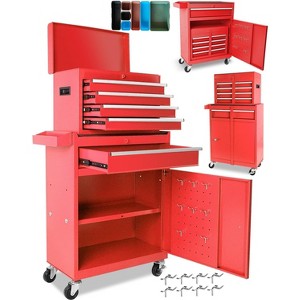 Rolling Tool Chest with 5 Drawers & Wheels, Portable Rolling Tool Box On Wheels, Tool Chest Organizer for Garage, Workshop, Home Crafts Use Red - 1 of 4