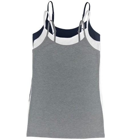 Felina Womens Cotton Modal Camisole, Adjustable Cotton Tank Top 3-pack  (navy White Grey, Small) : Target