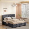 DOMETOUR Queen Size Upholstered Linen Fabric Trundle bed with Drawers Grey - 2 of 4