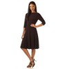 REKUCCI Women's Flippy Fit and Flare Dress with 3/4 Sleeves – Stylish Knee-Length Everyday Dress - 2 of 4