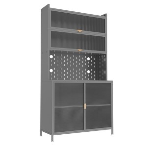 Vynxaria Decorative Storage Drawers: 73-Inch Tall Grey Multi-Tier Kitchen Pantry Cabinet - 1 of 4