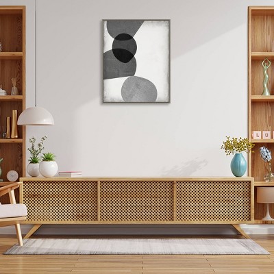 Gray Abstract Shapes II Framed Canvas Wall Art
