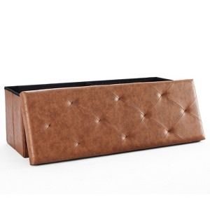 Gulches Foldable Storage Ottoman Bench, Synthetic Leather Foot Rest Stool w/Thicker Foam Padded Seat for Entryway Living Room - 1 of 4