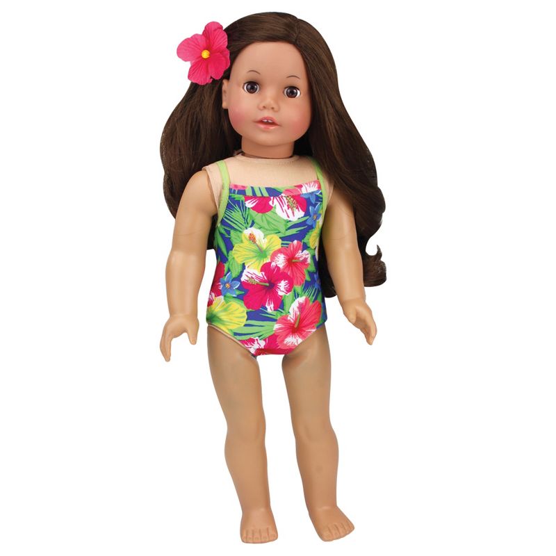 Sophia's - 18" Doll - Hawaiian Floral Bathing Suit, "Grass" Skirt, Floral Lei & Flower Hair clip, 4 of 8