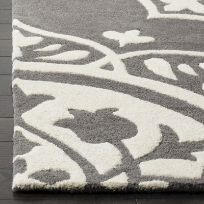 Hand-Tufted Dark Grey and Ivory Wool Area Rug, 6' x 9'