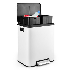 Stainless Steel Dual Trash Can for Recycling and Trash,Kitchen Trash Can with Lid and Foot Pedal,Garbage Can with Recycling Bin - 1 of 4