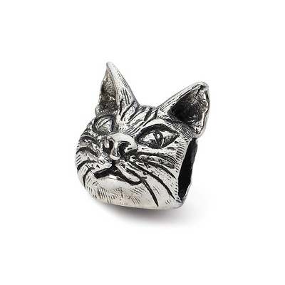 Black Bow Jewelry Sterling Silver Maine Coon Cat Head Bead Charm