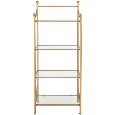 Elegant Diana 4-Tier Gold Metal & Tempered Glass Etagere
