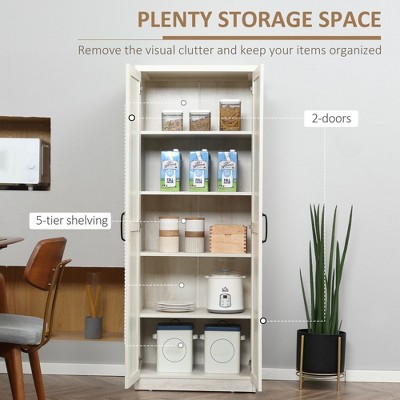 Antique White 63" 5-Tier Kitchen Pantry Storage Cabinet