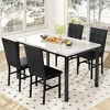 Hooseng Modern Kitchen 5 Piece Dining Table Set for 4, Dining Table Set For 4 With 4 Upholstered Velvet Chairs, 5-Piece Faux Marble Dining Set - 4 of 4